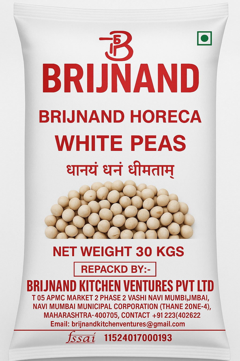 BRIJNAND WHITE PEAS 30KG