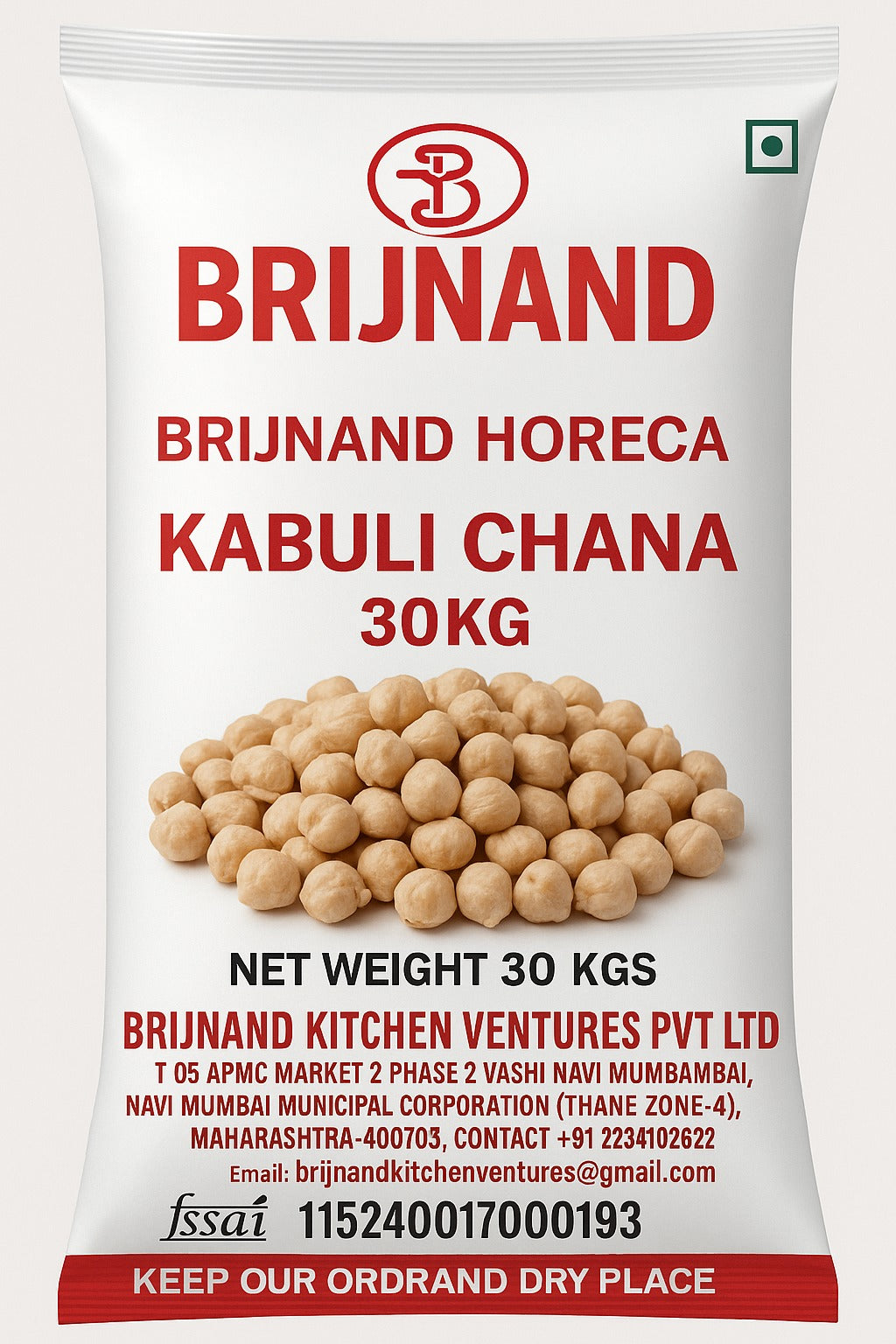 BRIJNAND KABULI CHANA 30KG